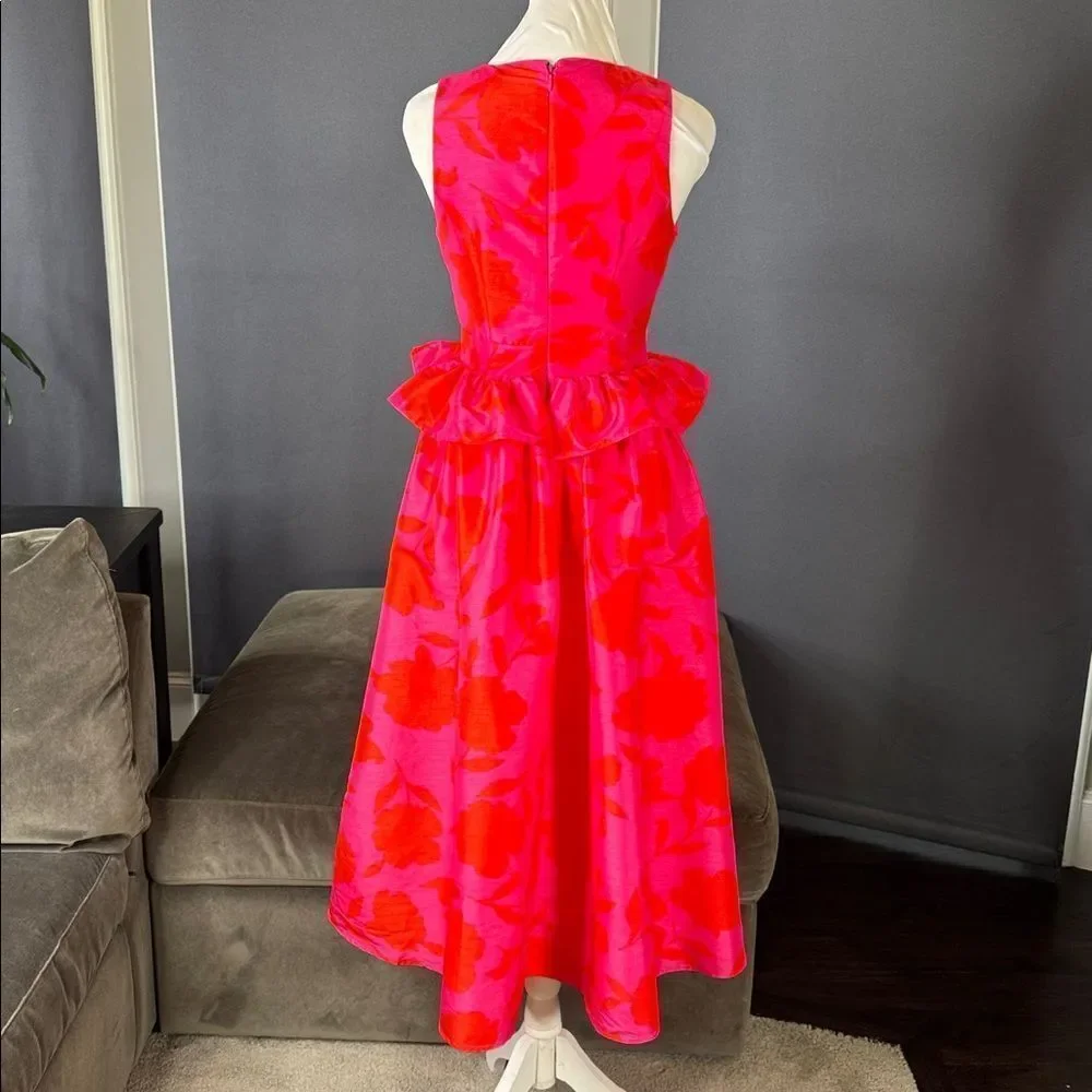 Women’s Kate Spade x Target Rose Peplum Pink Midi Dress V-Neck Size 00 NWOT